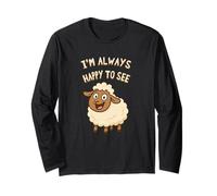 Simpatico gioco di parole sulle pecore Sono sempre felice di vedere Ewe Funny Cartoon Maglia a Manica