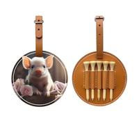 Simpatico giovane maialino nero stampato golf tee storage bag - design portatile, facile da organizzare tee, Marrone, One Size