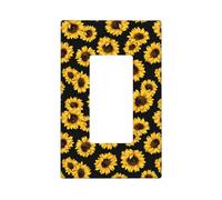 Simpatico Girasole in Nero Placca Da Parete, 1 Gang Piastre Da Parete Dimensioni Standard 11,2 x 6,9 cm, Copertura Decorativa Interruttore Luce Placca Coperture, Policarbonato Termoplastico