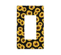 Simpatico Girasole in Nero Placca da Parete, 1- Gang Piastre Da Parete Senza Viti Dimensioni Standard 11,7 x 7,1 cm, Copertura Decorativa Interruttore Della Luce, Policarbonato Termoplastico