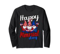 Simpatico gnomi con bandiera Usa Happy Memorial Day Maglia a Manica