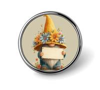 Simpatico gnomo che indossa un cappello da sole floreale spilla rotonda per uomo donna moda distintivo collare pin vestito giacca zaino accessori