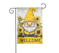 Simpatico gnomo con girasoli cappello giallo bandiera da giardino 30 x 45 cm verticale double face fattoria vacanze decorazioni esterne bandiera cortile