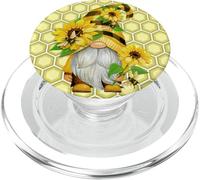 Simpatico gnomo girasole ape nido d'ape giardino estate design PopSockets PopGrip per MagSafe