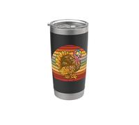 Simpatico Gobble Gobble Turkey Pilgrim Thanksgiving Tacchino Bicchiere termico in acciaio inox doppia parete