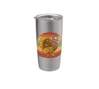 Simpatico Gobble Gobble Turkey Pilgrim Thanksgiving Tacchino Bicchiere termico in acciaio inox doppia parete