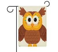 Simpatico grande gufo marrone cartone animato bandiera giardino casa prato cartello di benvenuto banner doppio lato piccole bandiere personalizzate per piscina, cortile, decorazione da parete per la