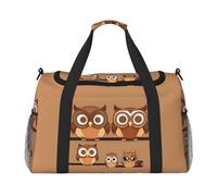 Simpatico grande marrone stampa gufo cartone animato grande capacità borsa da trasporto a mano per le donne pieghevole Carry On Tote per viaggi in aereo