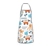 Simpatico grembiule bianco Sea Life per donna uomo adolescente con tasche grembiuli per cucinare chef cucina barbecue