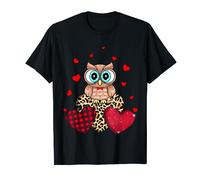Simpatico gufo con cuore scozzese rosso leopardo idee regalo Maglietta