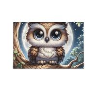 Simpatico gufo con grandi occhi puzzle fai da te regalo puzzle con borsa portaoggetti in rete divertente attività familiare 1000 pezzi