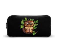 Simpatico gufo legge libro matita caso grande capacità penna sacchetto sacchetto di cancelleria organizzatore trucco borsa