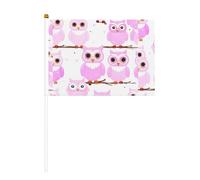 Simpatico gufo sei pezzi stampato su entrambi i lati bandiera portatile 14 x 20,8 cm, adatta per tifare attività di squadra