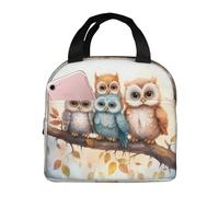 Simpatico gufo sul ramo borsa per il pranzo per donne uomini acquerello isolato Lunch box a prova di perdite termico Cooler Tote Bag Pasto per il lavoro scuola picnic escursionismo