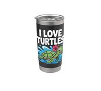 Simpatico Hibiscus Splash tropicale con scritta «I Love Turtles» Bicchiere termico in acciaio inox doppia parete