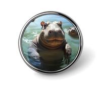 Simpatico ippopotamo rotondo distintivo carino smalto spilla spilla spilla personalizzata abbigliamento decorazione unisex porta badge cappelli borse camicie decorazione