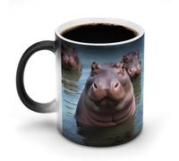 Simpatico ippopotamo tazze da caffè divertente tazza cambia colore tazza unica tazza sensibile al calore tazza da tè in ceramica stampa moda regalo novità per compleanno uomini donne
