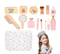 Simpatico kit di trucco di simulazione, parrucchiere e trucco di bellezza, in legno, set di giocattoli di sicurezza, giocattoli da parrucchiere per l'educazione precoce, kit fantasia