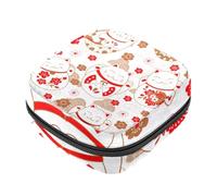 Simpatico kit per il primo ciclo mestruale del Giappone con gatto e fiori rosa per ragazze, salvaslip per assorbenti mestruali, porta assorbenti con cerniera, organizer per tovaglioli
