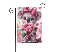 Simpatico Koala che tiene la bandiera del giardino delle rose 30x45 cm verticale su entrambi i lati della fattoria decorazioni esterne bandiera del cortile