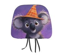 Simpatico Koala con cappello da strega arancione stampato per poggiatesta auto, 2 pezzi, copertura elastica comoda per poggiatesta per donne e uomini, universale, adatta alla maggior parte delle auto