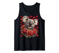 Simpatico Koala con Rose Rosse Cuori San Valentino Animale Canotta