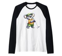 Simpatico Koala Golfing Animal - Divertente Design Koala Golfista Maglia con Maniche Raglan