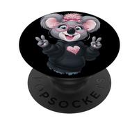 Simpatico koala orso occhiali rosa segno della pace divertente animale mamma PopSockets PopGrip Adesivo