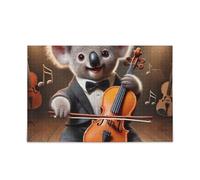 Simpatico koala violoncello serenata puzzle regalo fai da te puzzle con borsa portaoggetti in rete puzzle divertente per adulti 500 pezzi