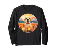 Simpatico Labrador Giallo Fiore Montagna Tramonto Lab Cane Maglia a Manica