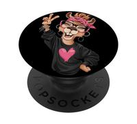 Simpatico lama amante degli animali con occhiali e segno della pace design PopSockets PopGrip Adesivo
