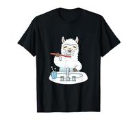 Simpatico Lama Che Si Lava i Denti in Bagno, Umorismo, Arte Maglietta