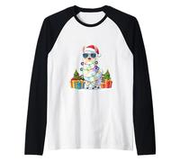 Simpatico Lama Natalizio con Cappello da Babbo Natale, Occhiali da Sole, Lama Maglia con Maniche Raglan