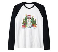 Simpatico Lama Natalizio con Cappello da Babbo Natale, Occhiali da Sole, Lama Maglia con Maniche Raglan