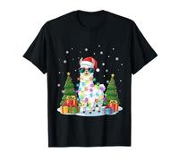Simpatico Lama Natalizio con Cappello da Babbo Natale, Occhiali da Sole, Lama Maglietta