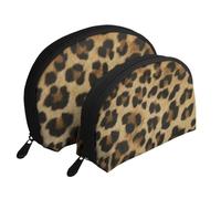 Simpatico leopardo stampato, Borsa per trucco a conchiglia Portamonete da donna Borsa da toilette piccola Borsa per cosmetici 2 pezzi