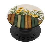 Simpatico libro floreale con girasoli a tema libro PopSockets PopGrip Adesivo