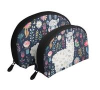 Simpatico Llama floreale stampato borse trucco 2 pezzi portatile shell viaggio toilette borsa cosmetica organizzatore borsa per le donne