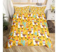 Simpatico Llama Set Biancheria Da Letto Fumetto Llama Alpaca Copripiumino Bambini Ragazzi Ragazze Cactus Rami Floreali Consolatore Copertura Esotico Animale Trapunta Copertura 3 Pz King Size