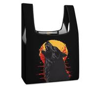 Simpatico lupo divertente borsa della spesa riutilizzabile stampato pieghevole shopping bag lavabile tote leggero sacchetto di stoccaggio con maniglia