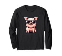 Simpatico maiale che indossa occhiali da sole - Farm Farmer Farming Funny Maglia a Manica