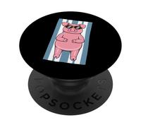 Simpatico maiale che prende il sole con simpatico animale rilassante PopSockets PopGrip Adesivo