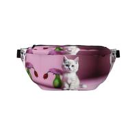 Simpatico marsupio grande con gatto cremoso, regalo per godersi sport, festival, allenamento, viaggi, corsa, casual, Nero , Taglia unica