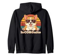 Simpatico Meme con Cane Corgi InCORGnito Retro Tramonto Design Felpa con Cappuccio