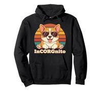 Simpatico Meme con Cane Corgi InCORGnito Retro Tramonto Design Felpa con Cappuccio