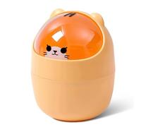 Simpatico mini cestino da scrivania, cestino per la carta straccia a forma di animale di gatto dei cartoni animati con coperchio basculante Mini pattumiera da appoggio Piccolo bidone della(Giallo)