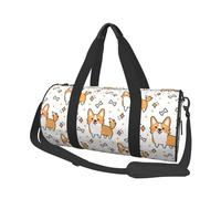 Simpatico modello di cane e osso Corgi, Borsone da viaggio di grande capacità Borsa rotonda Borsa da viaggio sportiva Borsa da viaggio Borsa da fitness