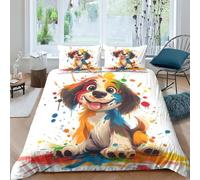 simpatico modello di cucciolo Set Di Biancheria Da Letto Con Stampa Di 3D, Copripiumino Con Cerniera 3 Pezzi,Incluso Copripiumino E Federe,Biancheria Da Letto Per Ragazzi E Ragazze King（220x240cm）