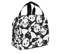 Simpatico modello di panda Portapranzo resistente Adorabile animale domestico Cartone animato Animale Orso Zoo Selvaggio Divertente Arte moderna Trama Pranzo al sacco riutilizzabile per gite di un gio