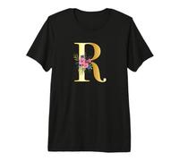 Simpatico monogramma Iniziale Lettere Colorate Fiori Capitale R Maglietta Premium